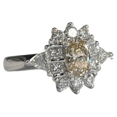 Natural, Fancy Light Brownish Yellow Diamond Engagement Ring Set in Platinum 900