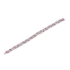 Natural Fancy Light Pink Diamond Bracelet 3.86 Ct Mix Cut VS Solid 18K Rose Gold