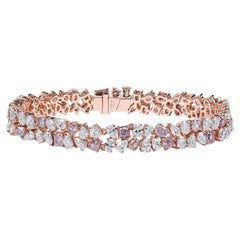 Natural Fancy Light Pink Diamond Bracelet 3.86 Ct Mix Cut VS Solid 18K Rose Gold