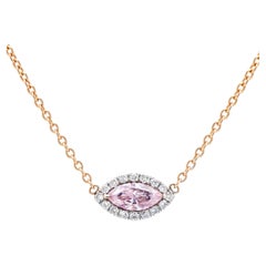 Natural Fancy Light Pink Diamond Pendant 0.39 Ct. Marquise Shape, GIA Certified