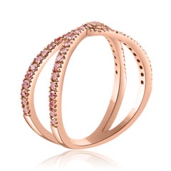 Natural Fancy Light Pink Diamond Round 14K Rose Gold Stackable Fashion Band Ring