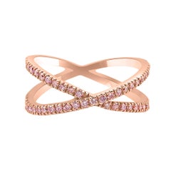 Natural Fancy Light Pink Diamond Round 14K Rose Gold Stackable Fashion Band Ring