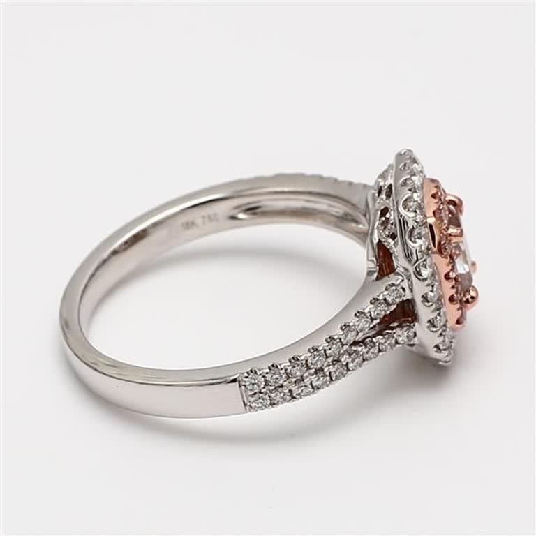Contemporary GIA Certified Natural Pink Radiant and White Diamond 1.08 Carat TW Gold Ring