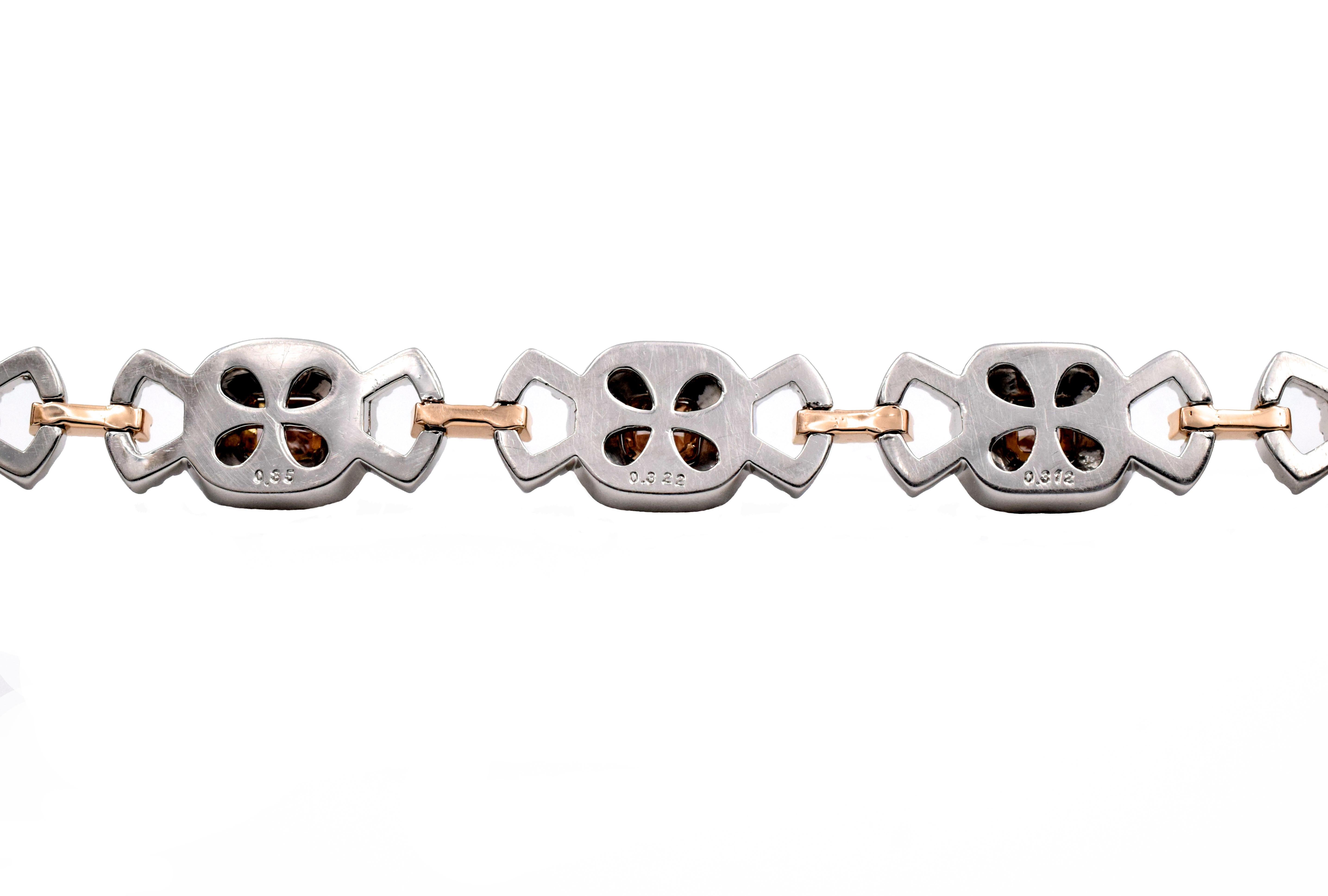 Bracelet en diamants naturels de couleur rose fantaisie certifiés GIA Excellent état - En vente à New York, NY