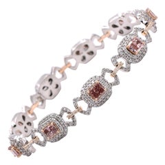 Vintage Natural Fancy Pink Color GIA Certified Diamond Bracelet