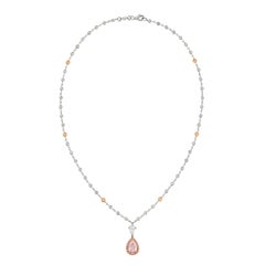 Natural Fancy Pink Diamond Pendant Necklace GIA Certified in 18K Gold & Platinum