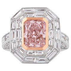 Bague en diamant naturel de couleur rose, 3,06 carats