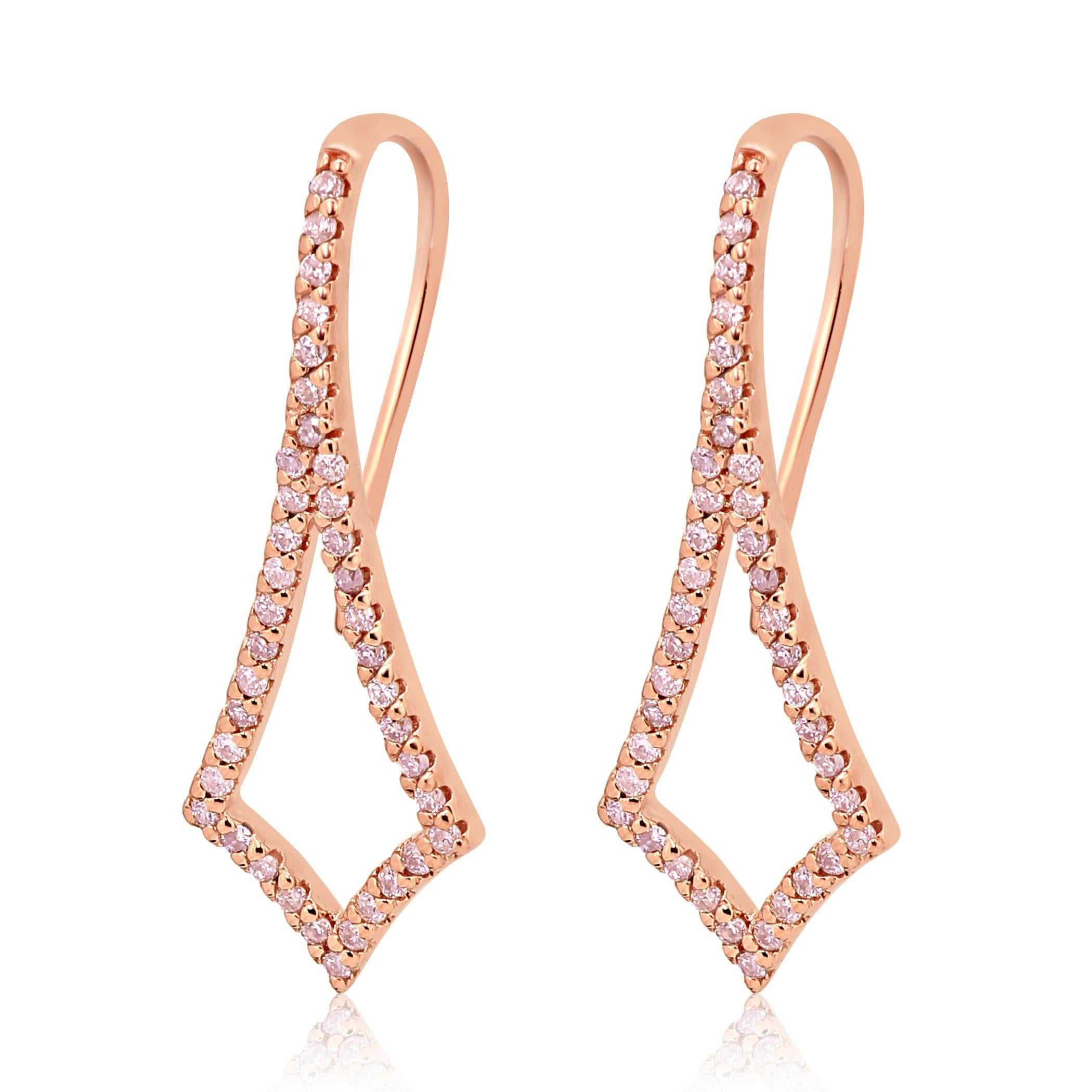 Natural Fancy Pink Diamond Rounds SI Clarity 0.46 Caratset in 14K Rose Gold Fashion Dangle Drop Daily Wear Earring.

Total Diamond Weight 0.46 Carat