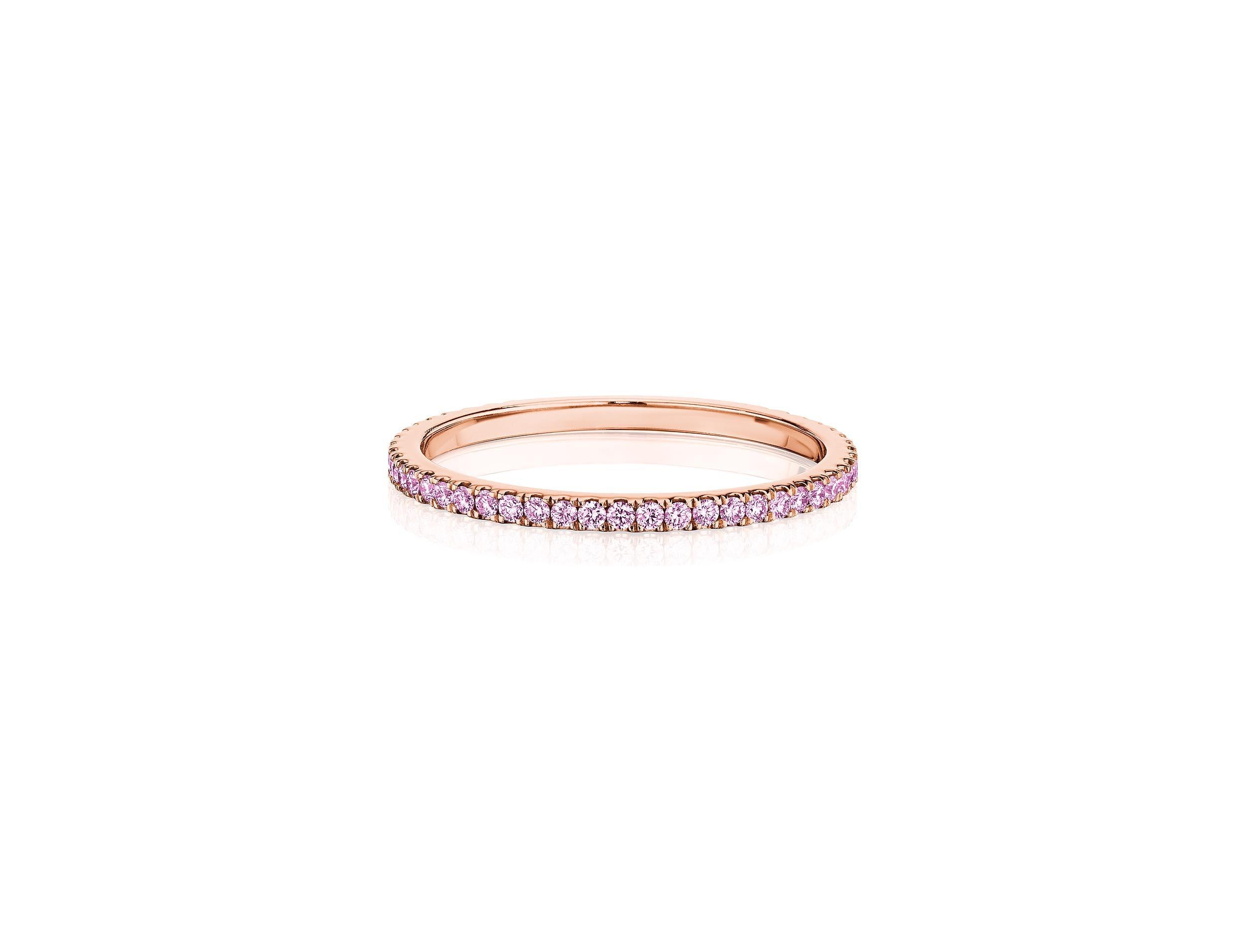 For Sale:  Natural Fancy Pink Diamond Stackable Ring Set in 18K Rose Gold 3