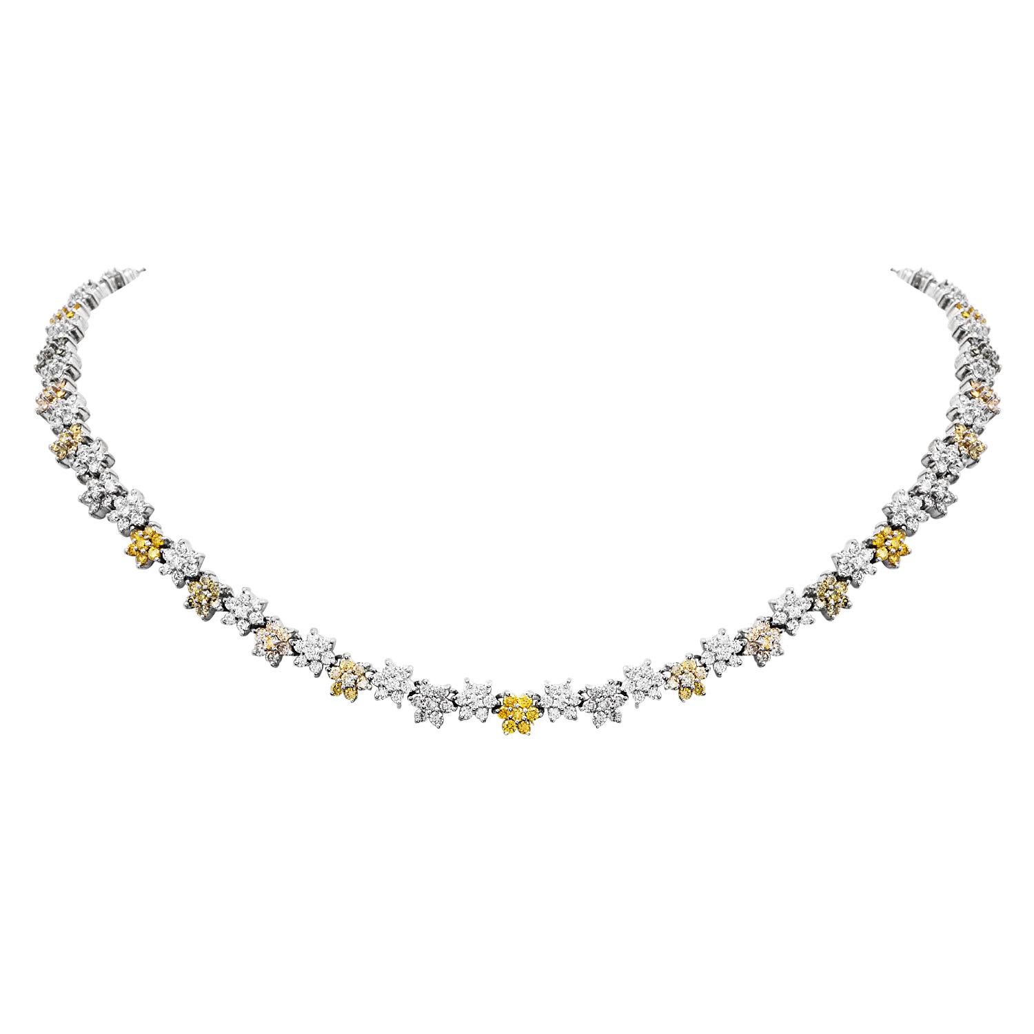 yellow diamond tennis necklace