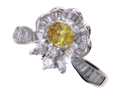Natural Fancy Vivid Orange-Yellow Diamond Platinum Engagement Ring