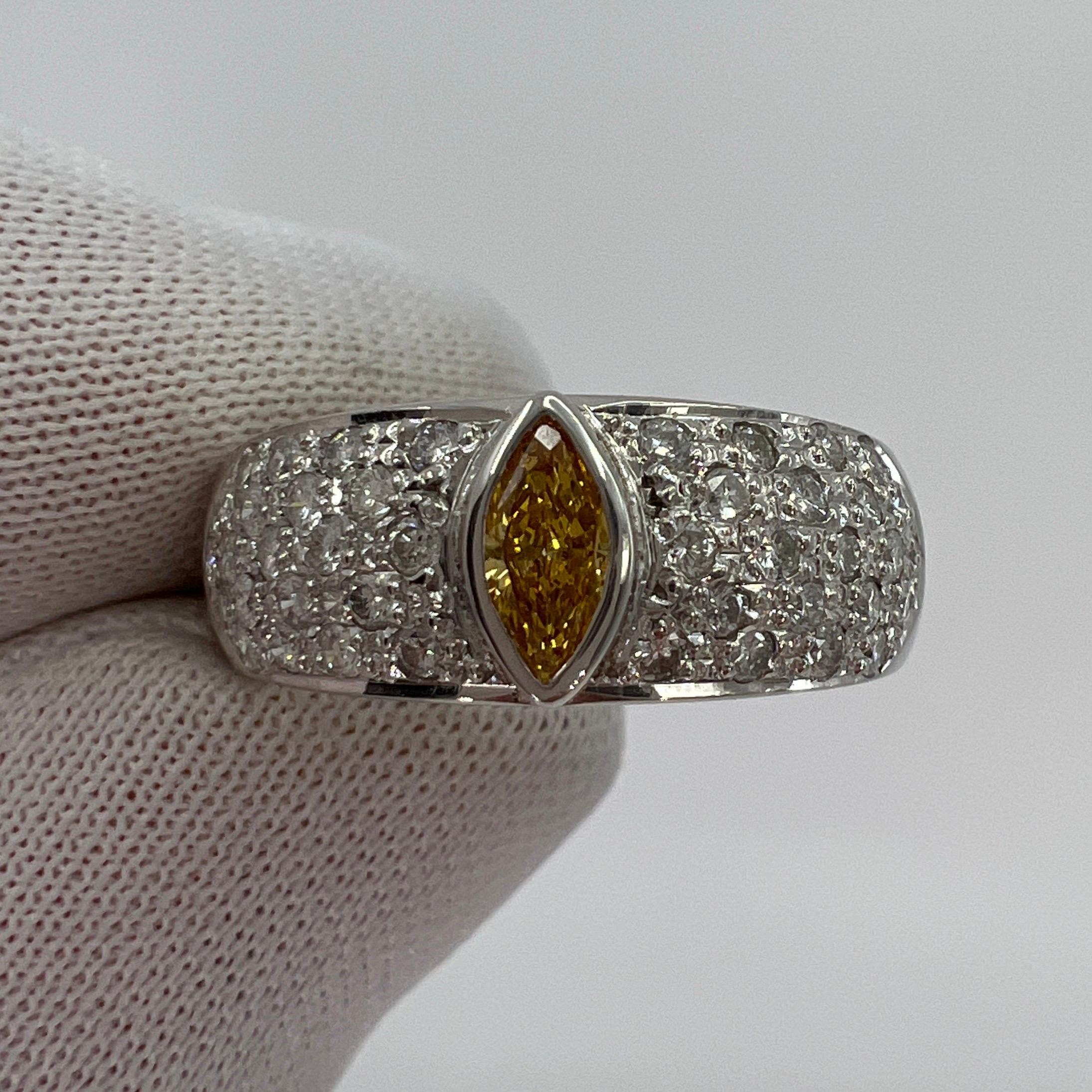 Nature Vivid Diamonds en platine avec pavé, taille en Marquise en vente 10