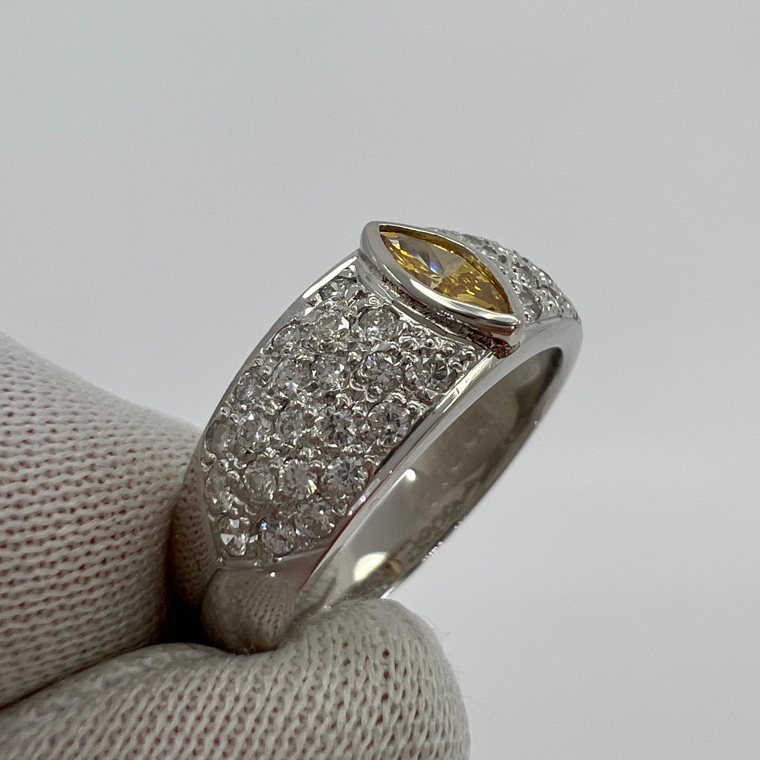 Nature Vivid Diamonds en platine avec pavé, taille en Marquise en vente 4