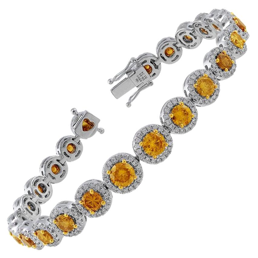 Natural Fancy Yellow and White Diamond Bracelet GIA Certified For Sale