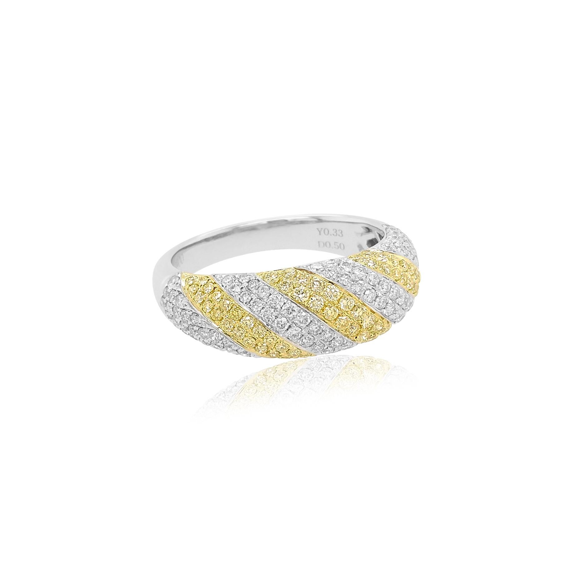 Natürlicher Fancy Gelber Diamant Weißer Diamant 18K Gold Ring mit weißem Diamant im Zustand „Neu“ im Angebot in Hong Kong, HK