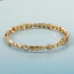 Natural Fancy Yellow Diamond Bangle Bracelet in 18K Yellow Gold