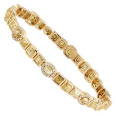 Natural Fancy Yellow Diamond Bangle Bracelet in 18K Yellow Gold