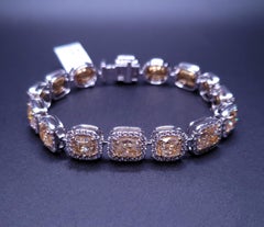 Natural fancy Yellow Diamond Bracelet 18K White Gold