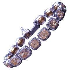 Natural fancy Yellow Diamond Bracelet 18K White Gold