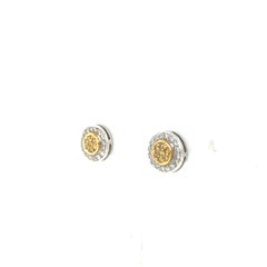 Natural Fancy Yellow Diamond Cluster Earrings