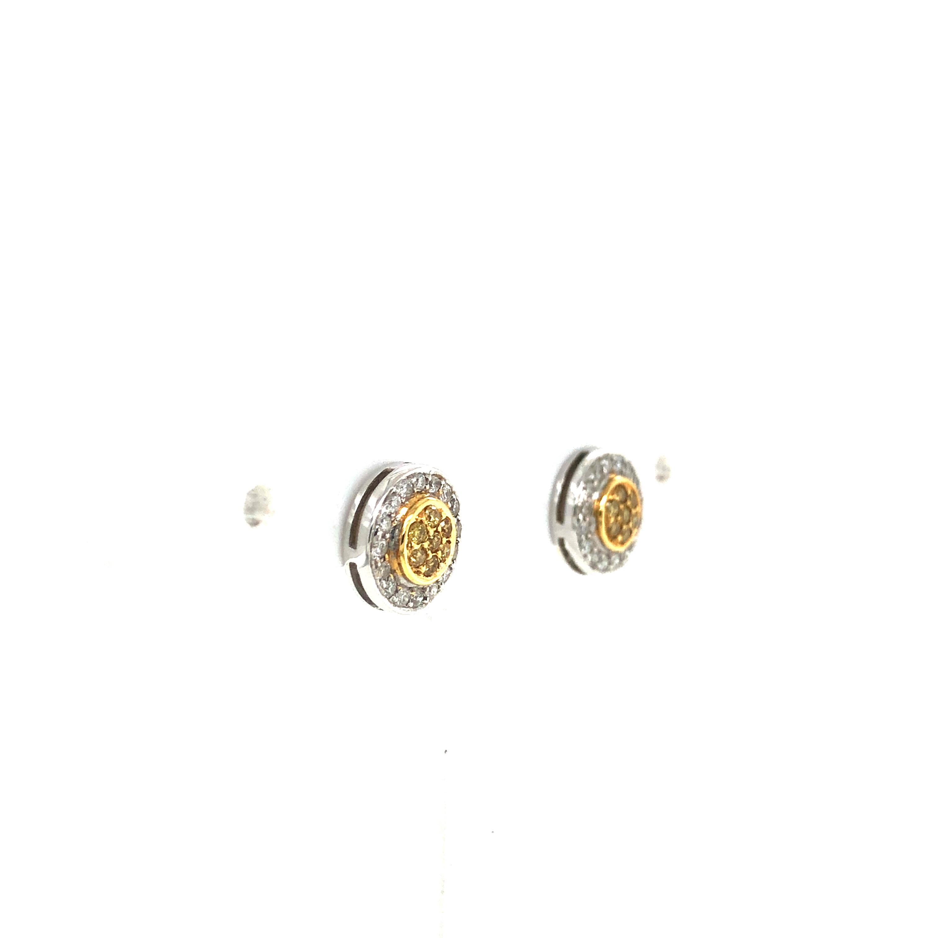 Modern Natural Fancy Yellow Diamond Cluster Earrings For Sale