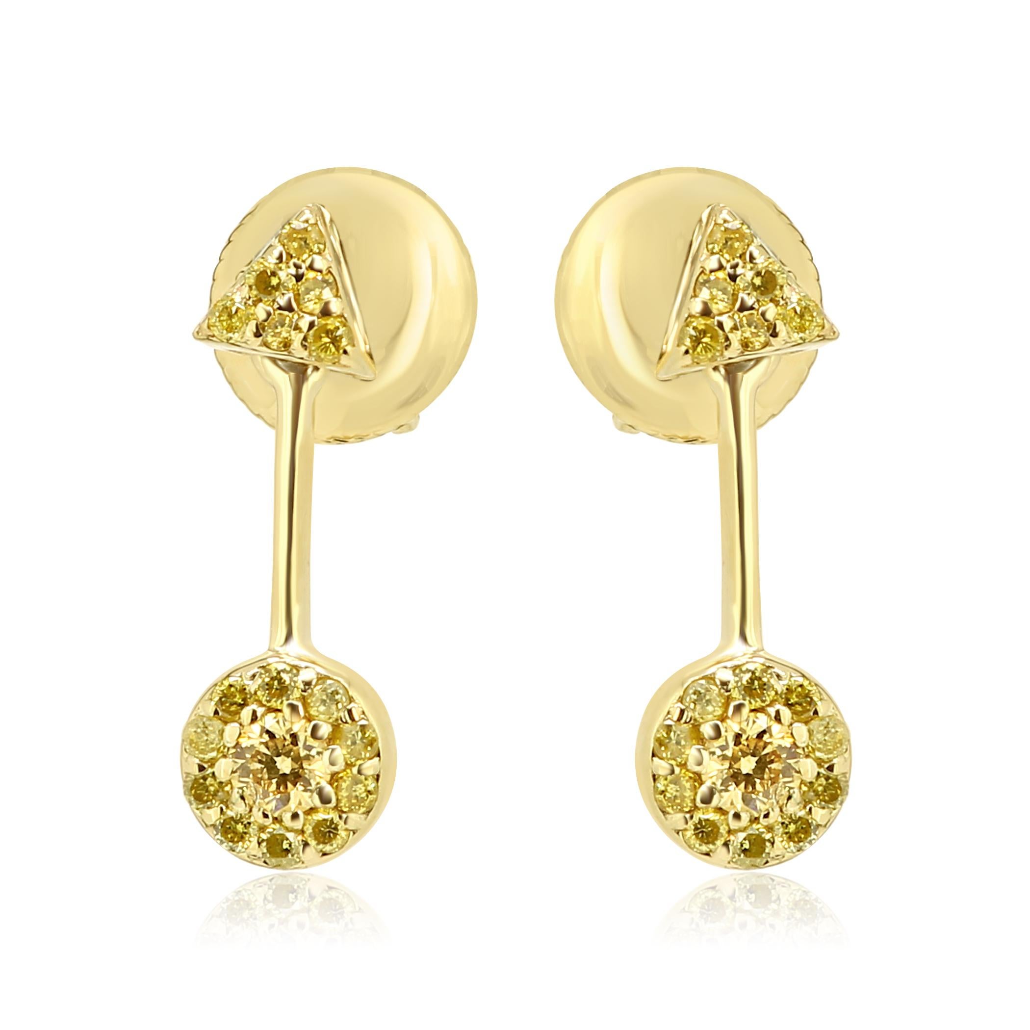 Chic every day wear Natural Fancy Yellow Diamond 0.40 Carat set in 14K Yellow Gold Dangle Drop Earring.

MADE IN USA
Total Diamond Weight 0.40 Carat