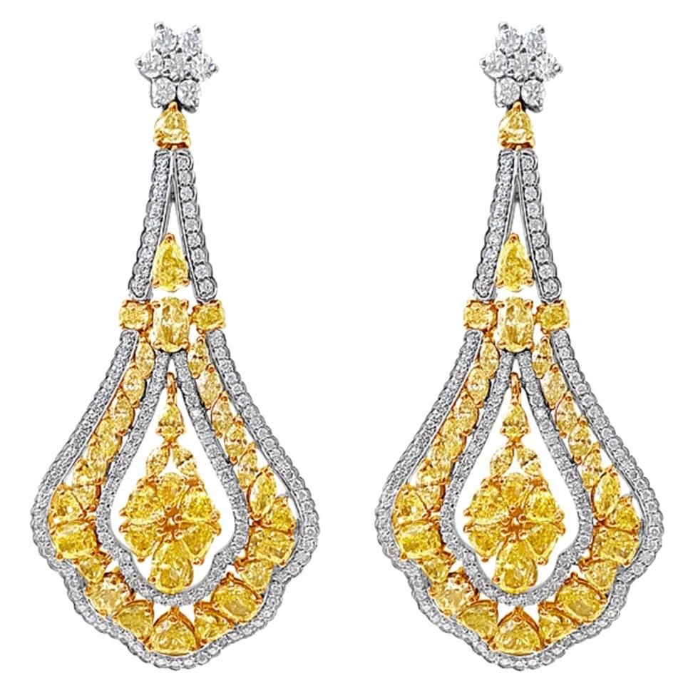 Natural Fancy Yellow Diamond Earring, 11.42 Carat, 18 Karat Gold For