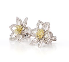 Designer 18k Gold Floral Yellow Diamond Drop Ohrringe, 1,31ct