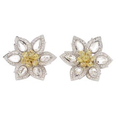 Designer 18k Gold Floral Yellow Diamond Drop Ohrringe, 1,31ct