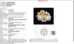 Anello con medaglia floreale di diamanti gialli Nature Fancy in oro massiccio 18k (certificato)