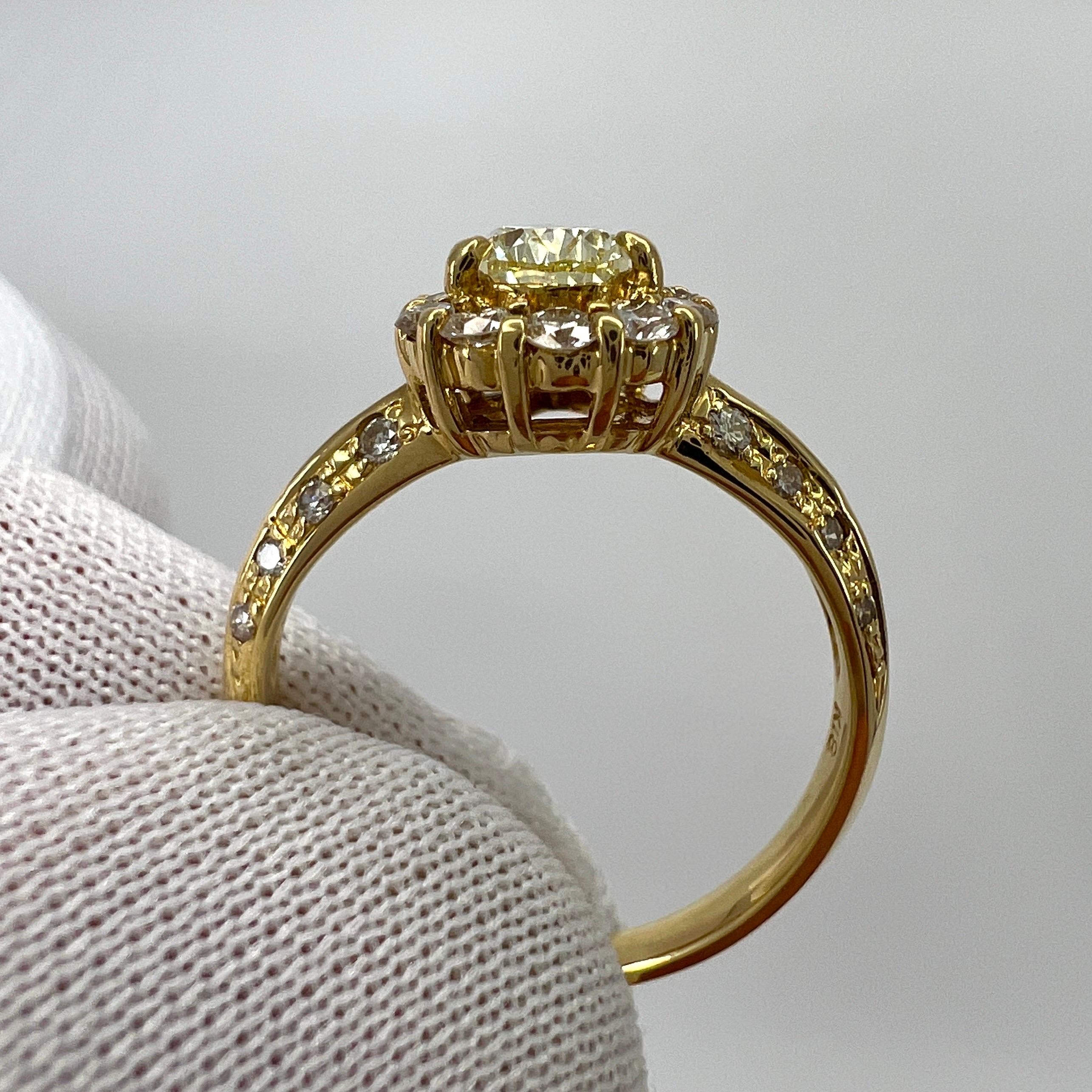 Natural Fancy Yellow Diamond Pear Cut 18k Yellow Gold Cocktail Cluster Ring For Sale 4
