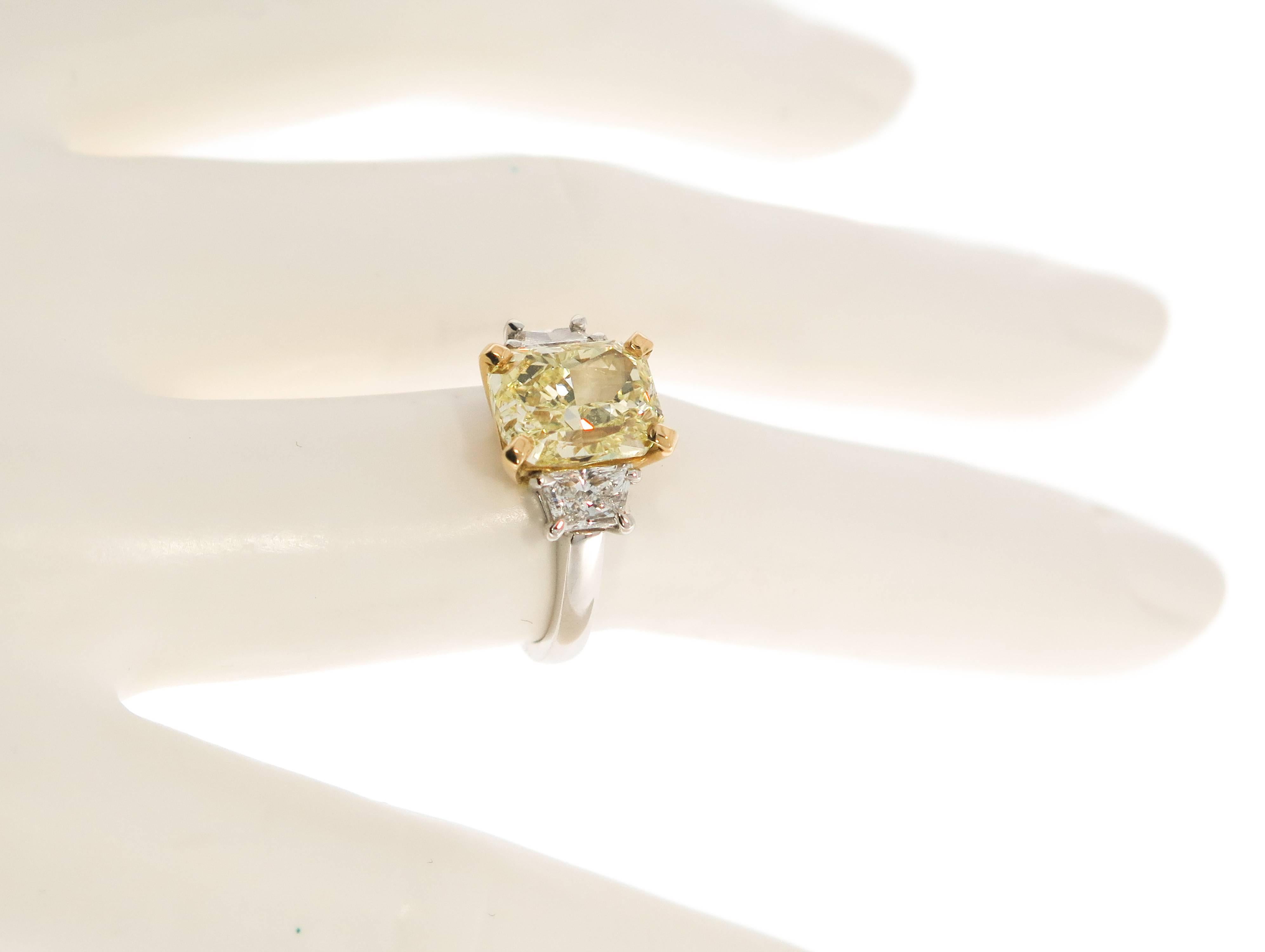 Natural Fancy Yellow Diamond Platinum Ring 1