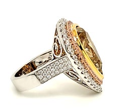Natural Fancy Yellow Diamond Ring 16.33 Cts with Gia Cert