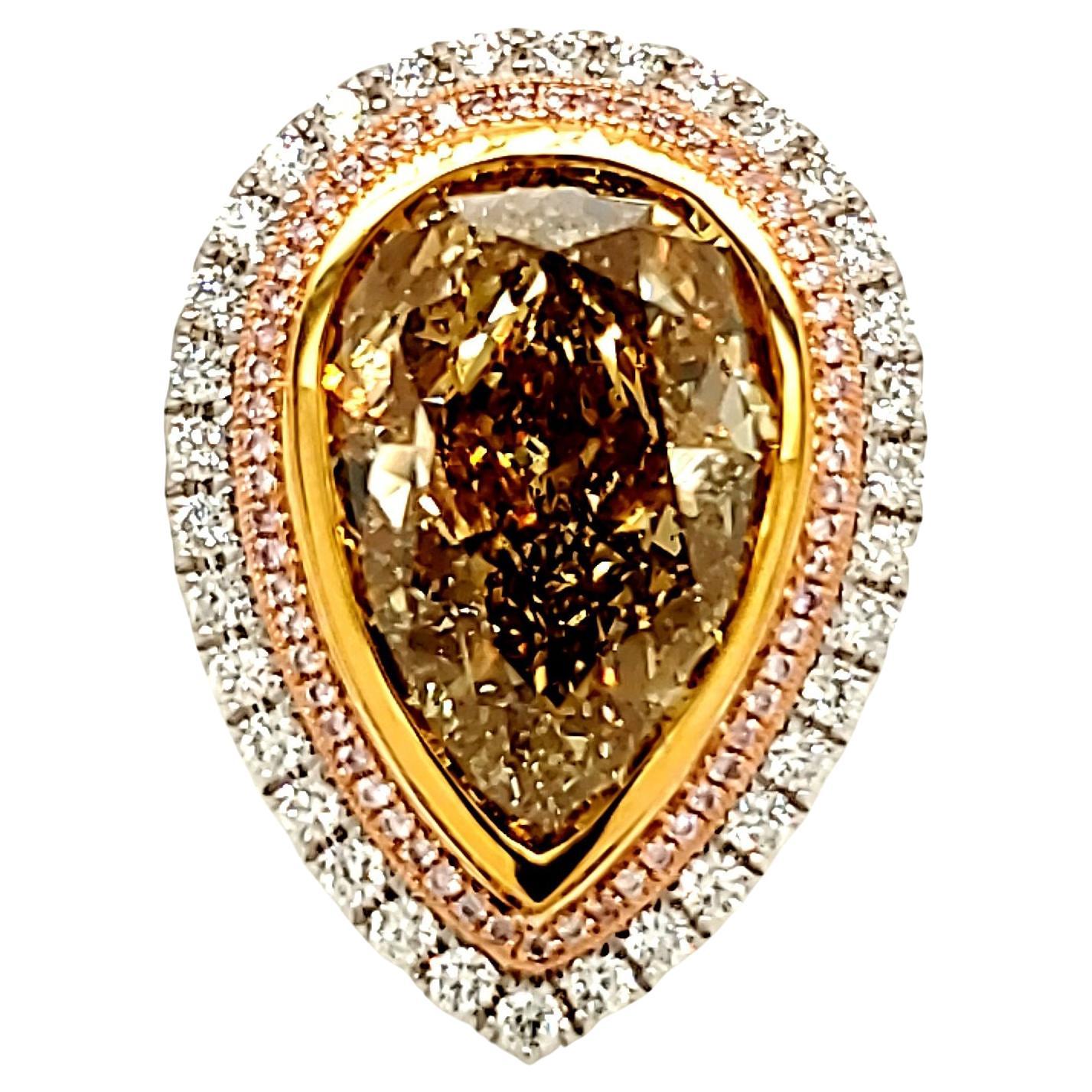 Natural Fancy Yellow Diamond Ring 16.33 Cts with Gia Cert