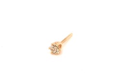 Natural Fancy Yellow Diamond Single Stud Earring Mined 6 Prong 14K Yellow Gold
