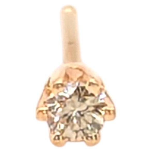 Natural Fancy Yellow Diamond Single Stud Earring Mined 6 Prong 14K Yellow Gold