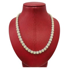 Natural Fancy Yellow Diamond Tennis Necklace 26.00 Ct VS 14K White Gold