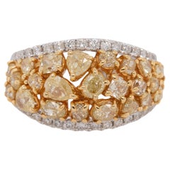 Natural Fancy Yellow Multi-Shaped Diamond Cocktail Ring