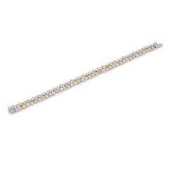 Bracelet en diamants naturels fantaisie jaunes et blancs, 12,21 carats au total, en or blanc 18 carats