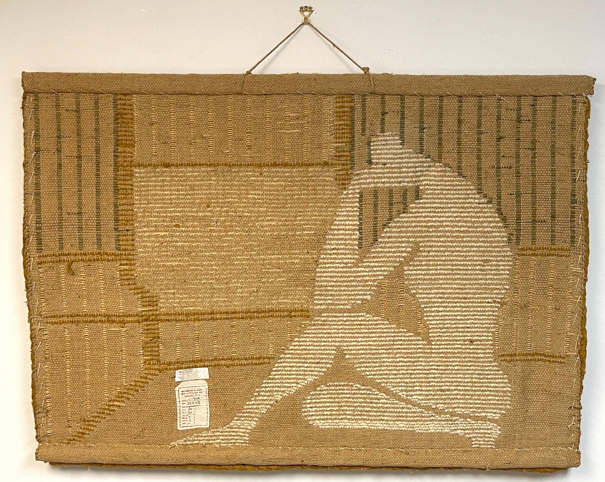 Wool Natural Fiber Art Wall Tapestry 'Seated Nude' by Don Freedman, 1978