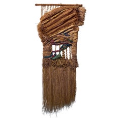 Natural Fiber Colombian Wall Art Tapestry Macrame, 1980s
