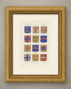 Natural Figures in Heraldry, Lions and Eagles, Antique Print, 1851