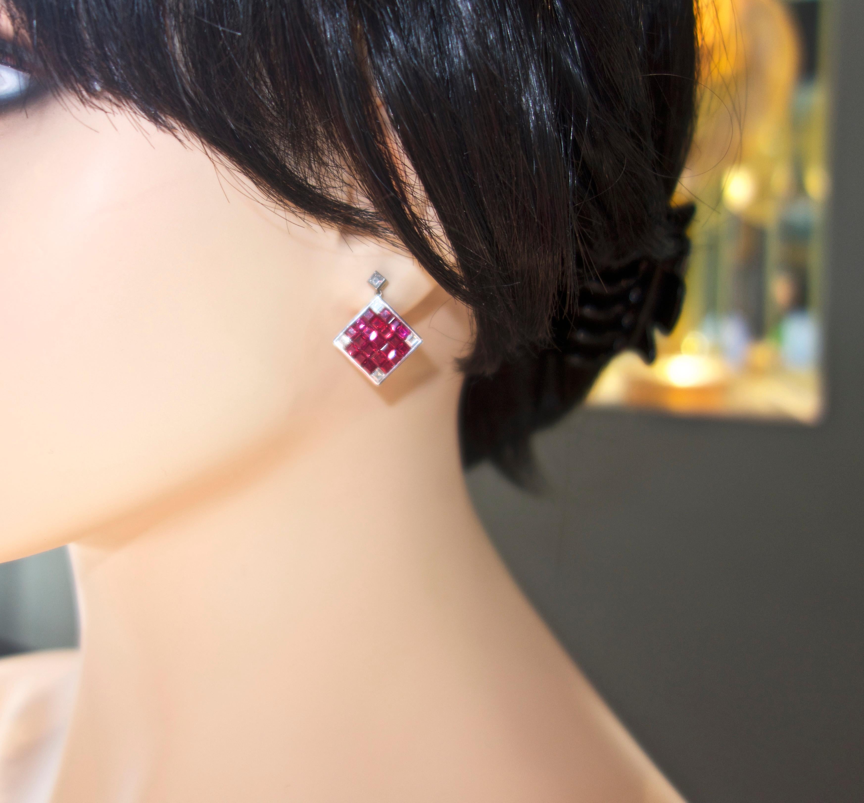 Natural Fine Ruby and Diamond Earrings im Zustand „Neu“ in Aspen, CO