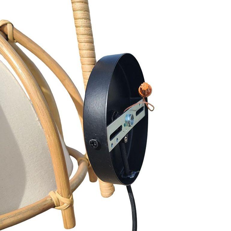 Applique moderna in rattan con paralume a scheletro, finitura naturale, coppia in vendita 1