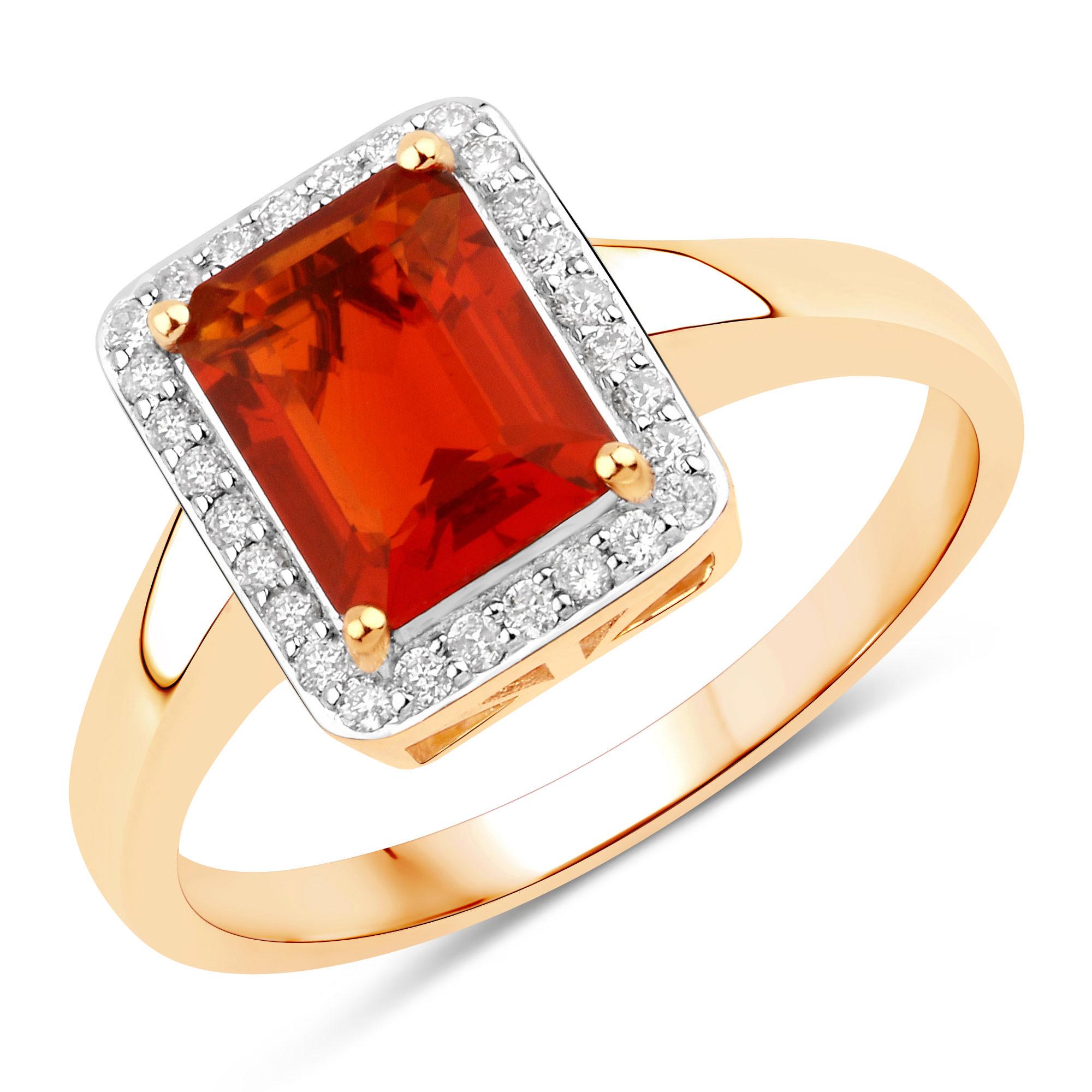 It comes with the appraisal by GIA GG/AJP
All Gemstones are Natural
Fire Opal = 1 Carat
28 Round Diamonds = 0.20 Carats
Metal: 14K Yellow Gold
Ring Size: 7* US
*It can be resized complimentary