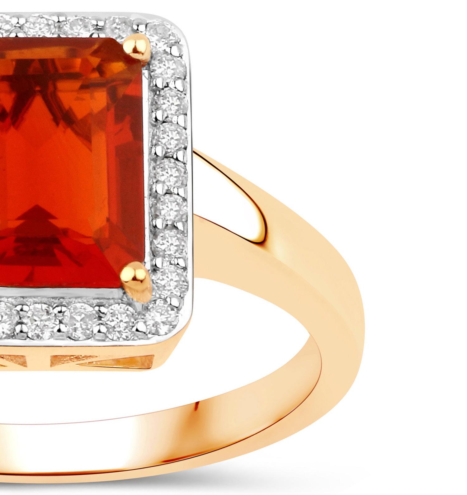 Natural Fire Opal and Diamond Halo Ring 1.20 Carats 14K Yellow Gold In New Condition For Sale In Laguna Niguel, CA
