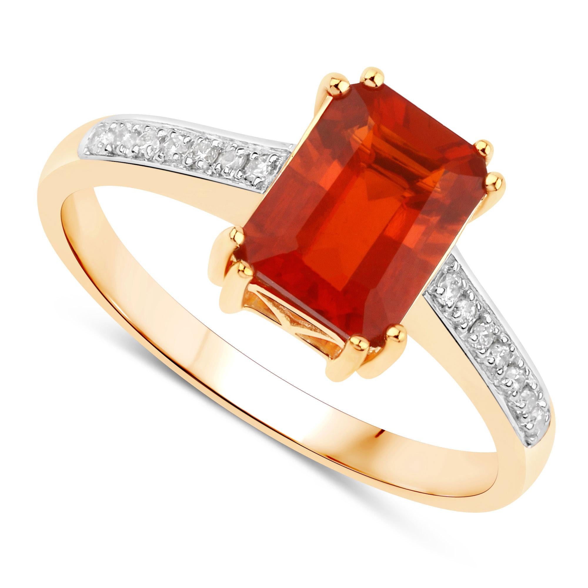 Ring mit natürlichem Feueropal und Diamant 1,11 Karat 14K Gelbgold im Zustand „Neu“ im Angebot in Laguna Niguel, CA