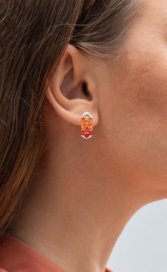 Natural Fire Opal Cluster Earrings 2.4 Carats Sterling Silver