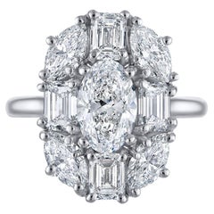 GIA-zertifizierter natürlicher lupenreiner Brillant-Halo-Ring