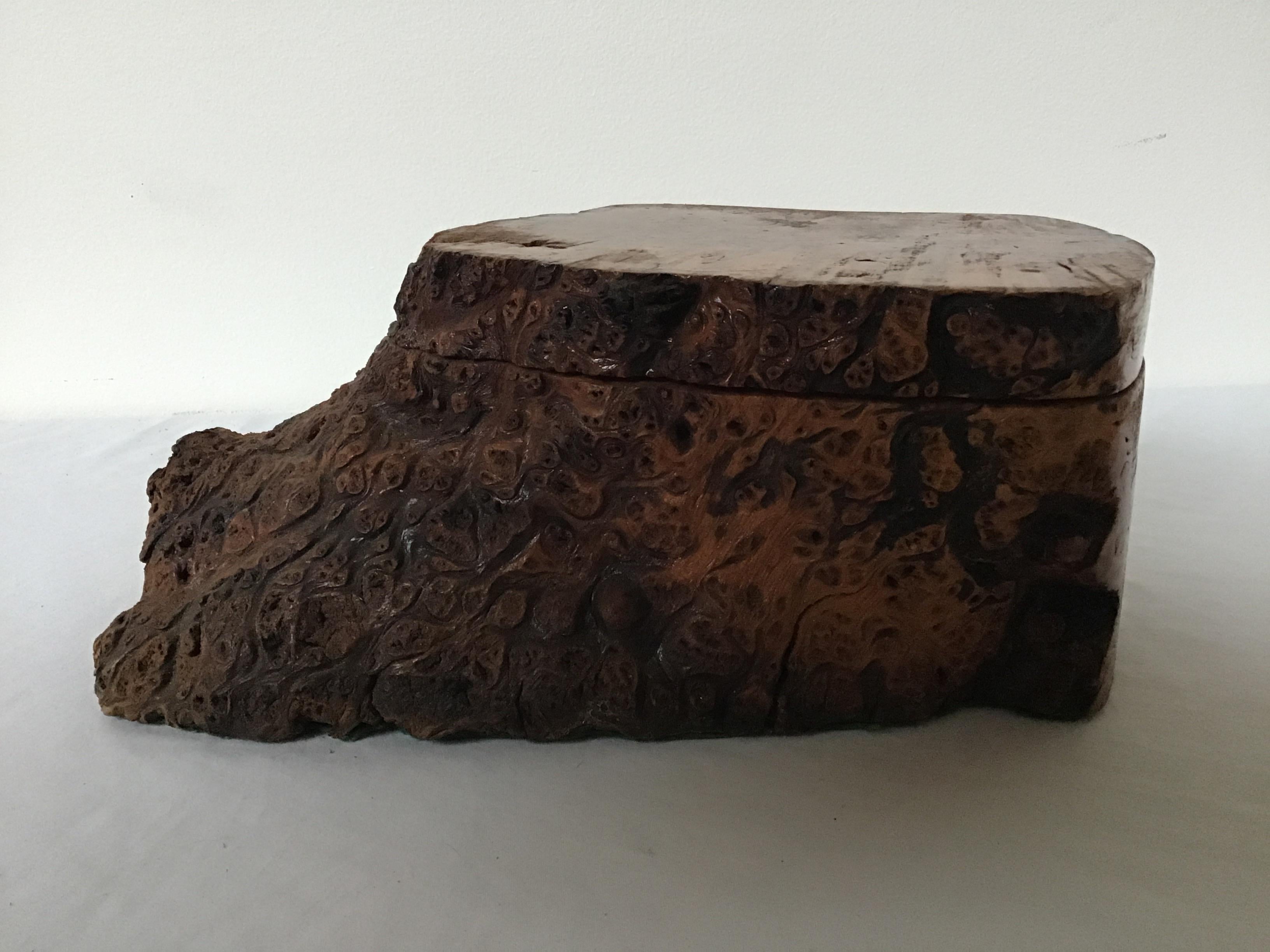 Milieu du XXe siècle Boîte en bois de ronce de forme naturelle en vente